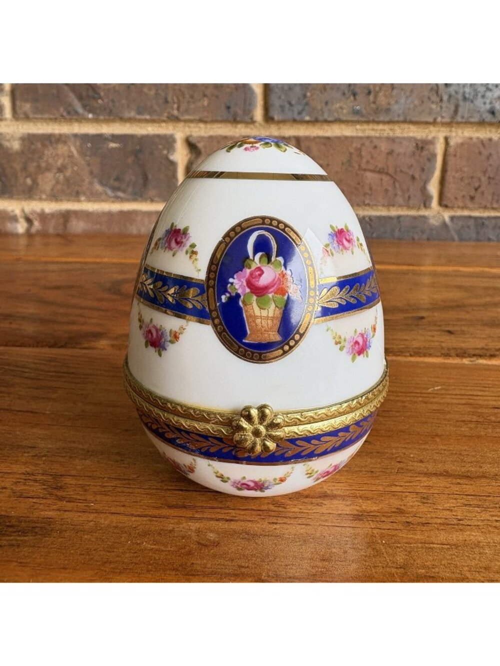 Hinged Porcelain Egg Trinket Box Burton & Burton